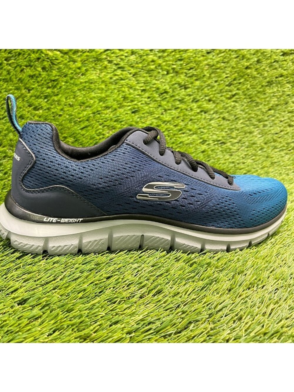 Skechers Track Ripkent Mens Size 8 Blue Black Athletic Running Shoes Sneakers